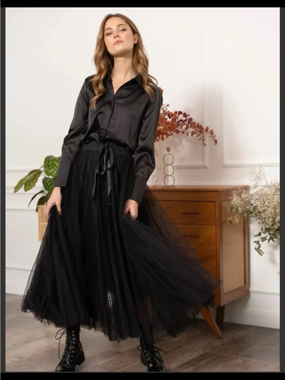 NWT CHOKLATE PARIS Aria skirt in dotted tulle in Black size Medium - Picture 3 of 12